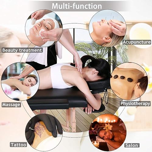 Miniatura 7 de 2 mesas de masaje plegables portátiles de 73 pulgadas de largo, 28 pulgadas de ancho, altura ajustable, profesional de espuma viscoelástica prémium