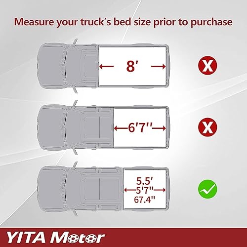 Miniatura 2 de YITAMOTOR - Cubierta suave de tres pliegues para plataforma de camioneta, Tonneau; plataforma Fleetside de 5 pies con sistema de rieles de cubierta