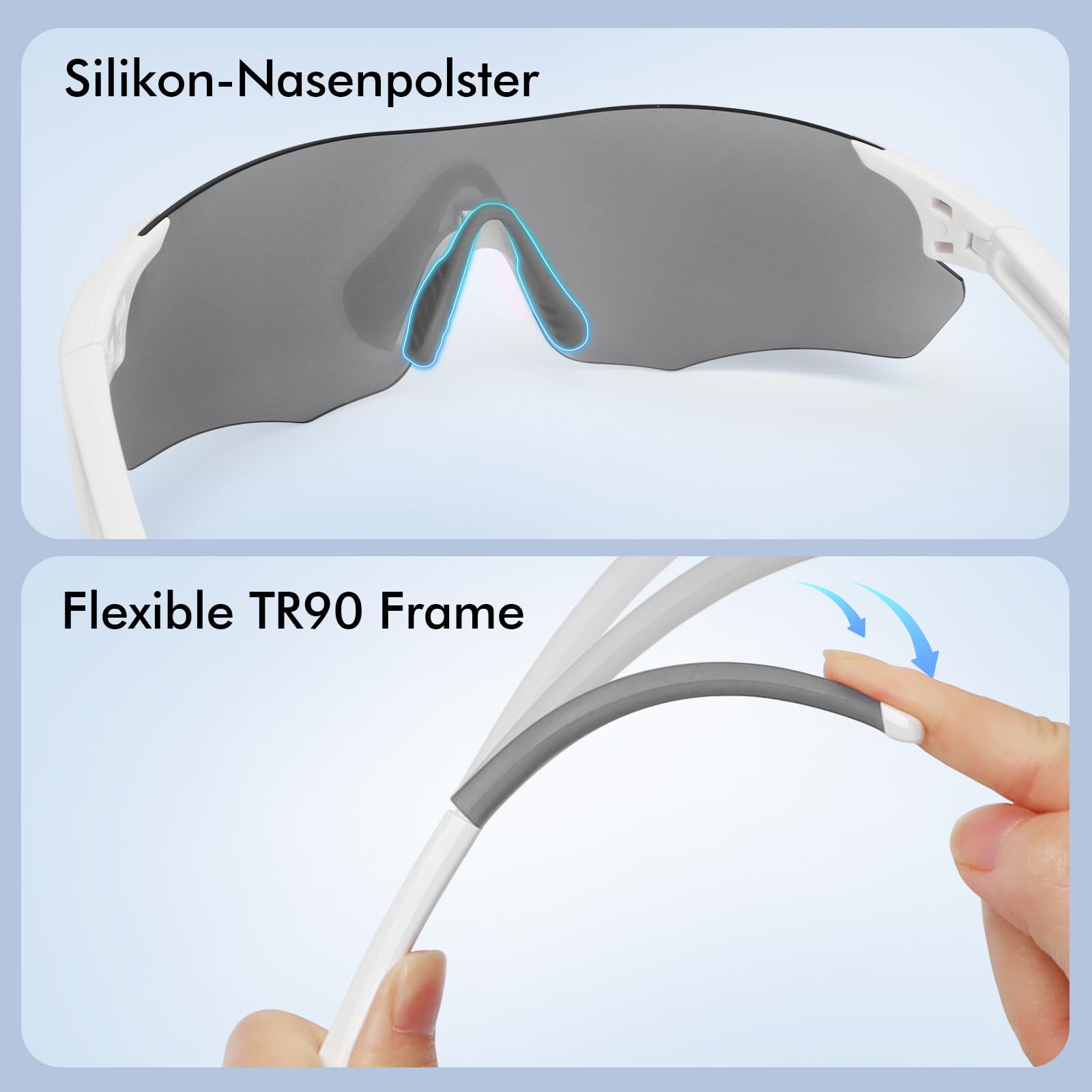 Gafas de ciclismo fotocromáticas para hombre y mujer, gafas deportivas con protección UV400 TR90, gafas de sol ultraligeras sin marco