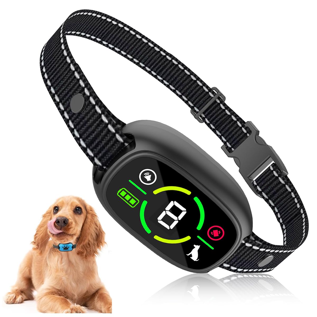 Collar de Adiestramiento para Perros,Collar Adiestramiento para Perros 8-150lbs,8 Niveles de Sensibilidad,Sin Descarga Eléctrica,3 Modos de Adiestramiento