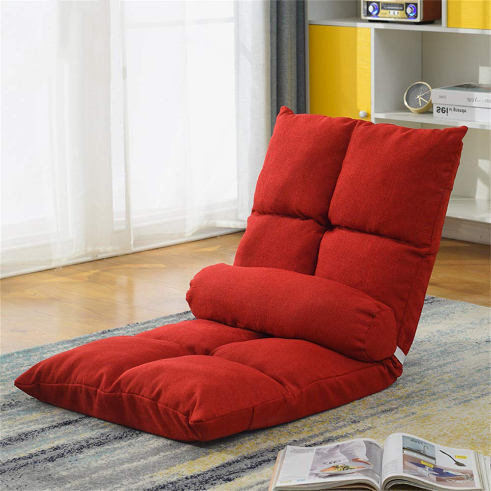 Generisch Silla de suelo portátil de lino de algodón, plegable, con respaldo reclinable, 5 posiciones, suave y transpirable, para meditación, yoga, videojuegos, carga máxima