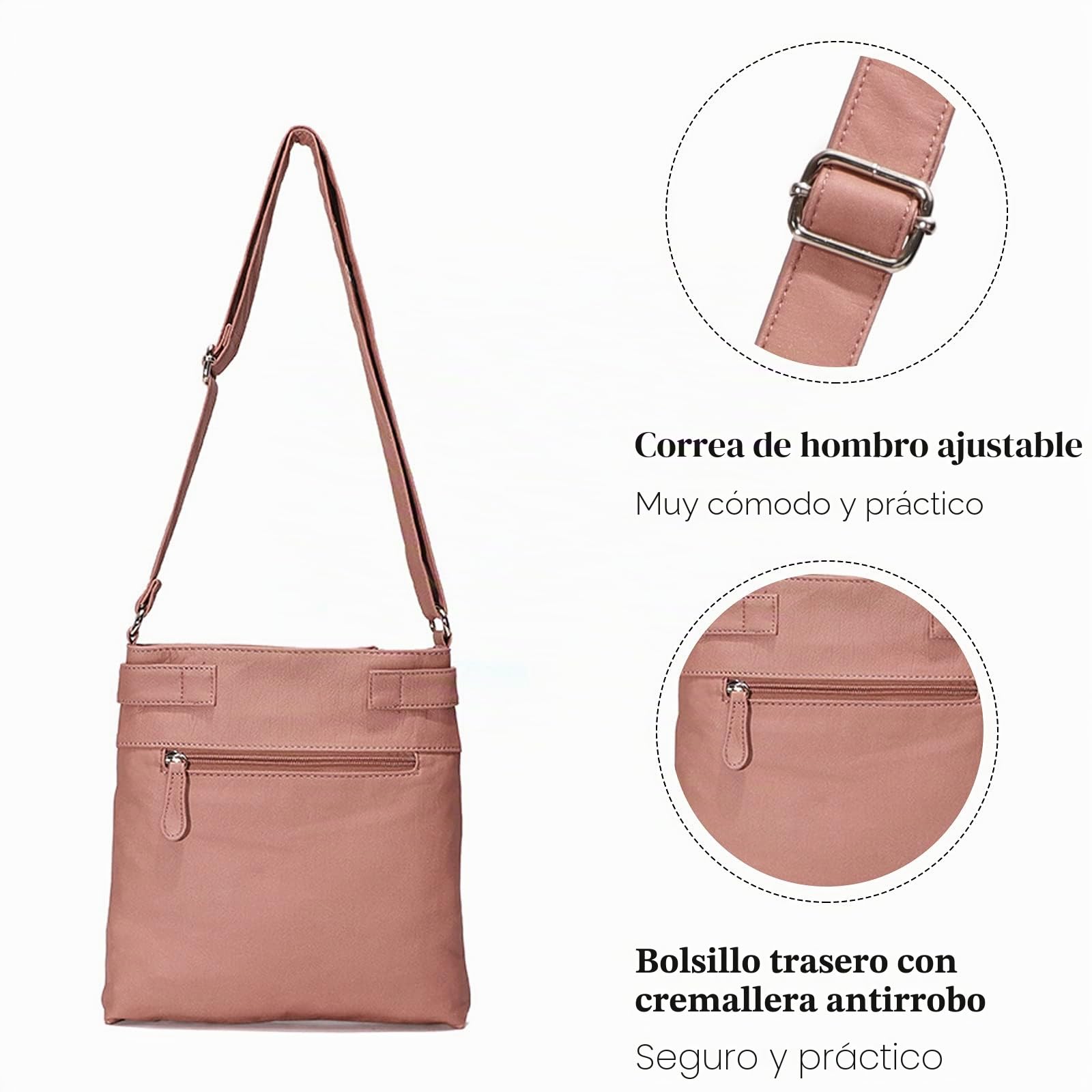 FANDARE Ligero Bolsos Bandolera Mensajero Hombro Cruzados Impermeable pequeño Mujer Señora Adolescentes Bolsos de Mano Niña Escuela Conmutar Viaje Compras Playa Crossbody