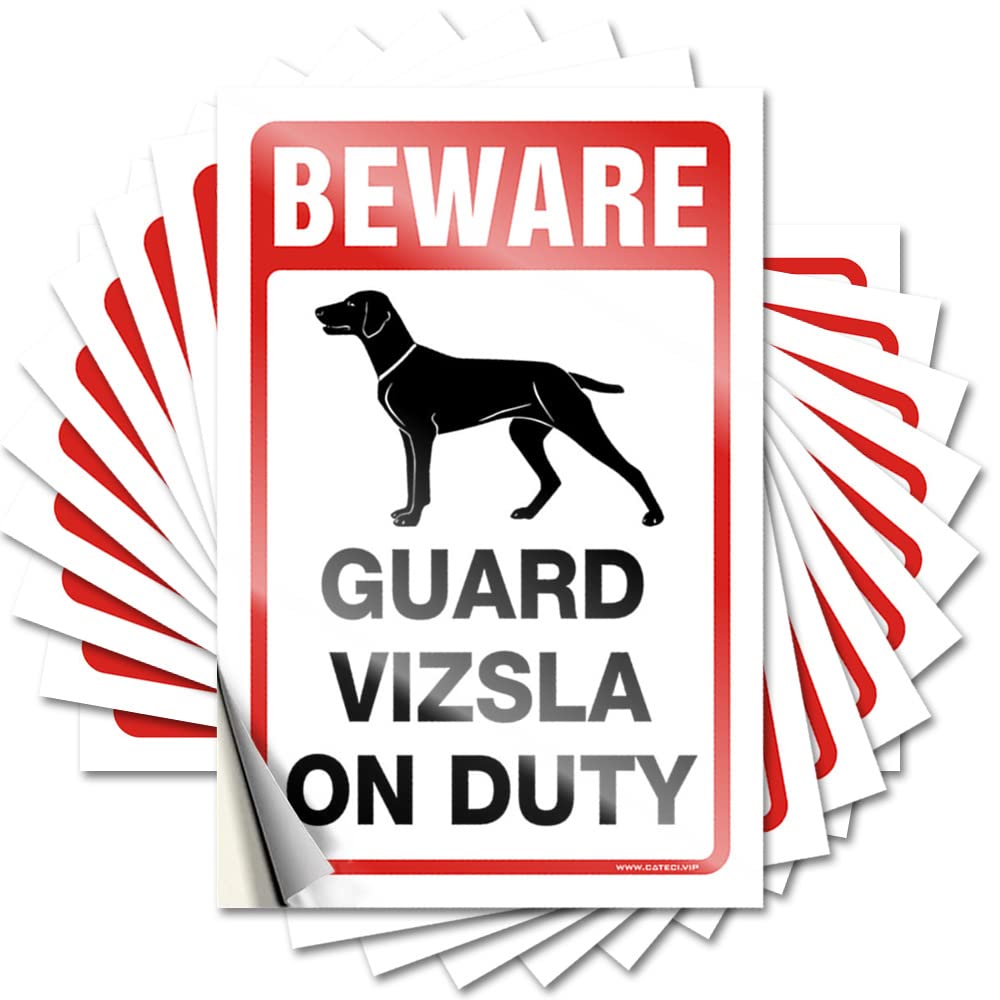 Funny Room Decor Case Quote - Beware! Guard Vizsla On Duty Neutral Durable Sticker Easy Apply for Fishing Decor(6X9CM)