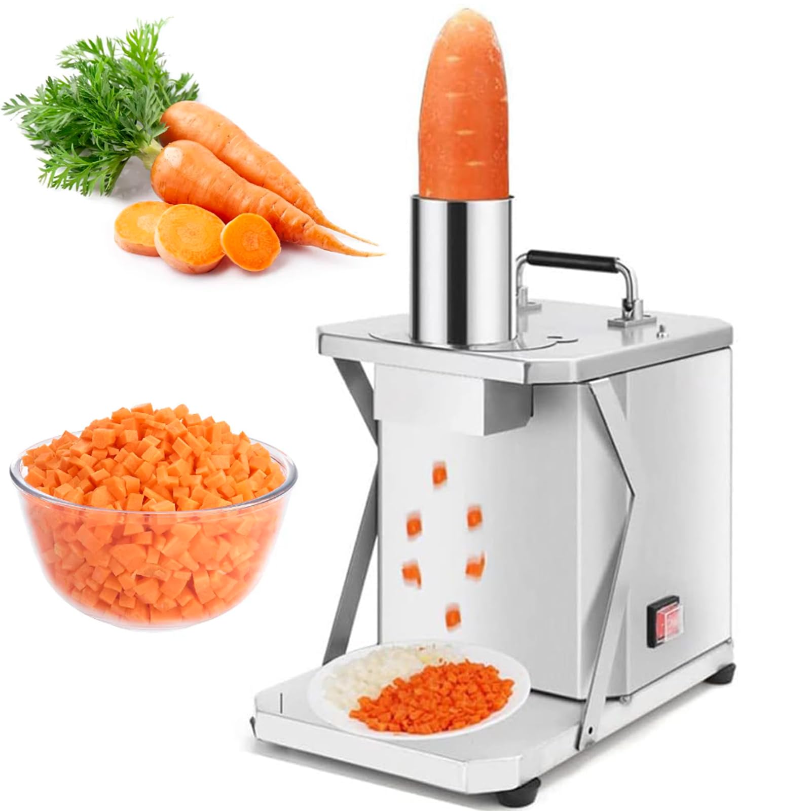Coupe-légumes électrique automatique avec base stable et cubes de 8 mm à 10 mm