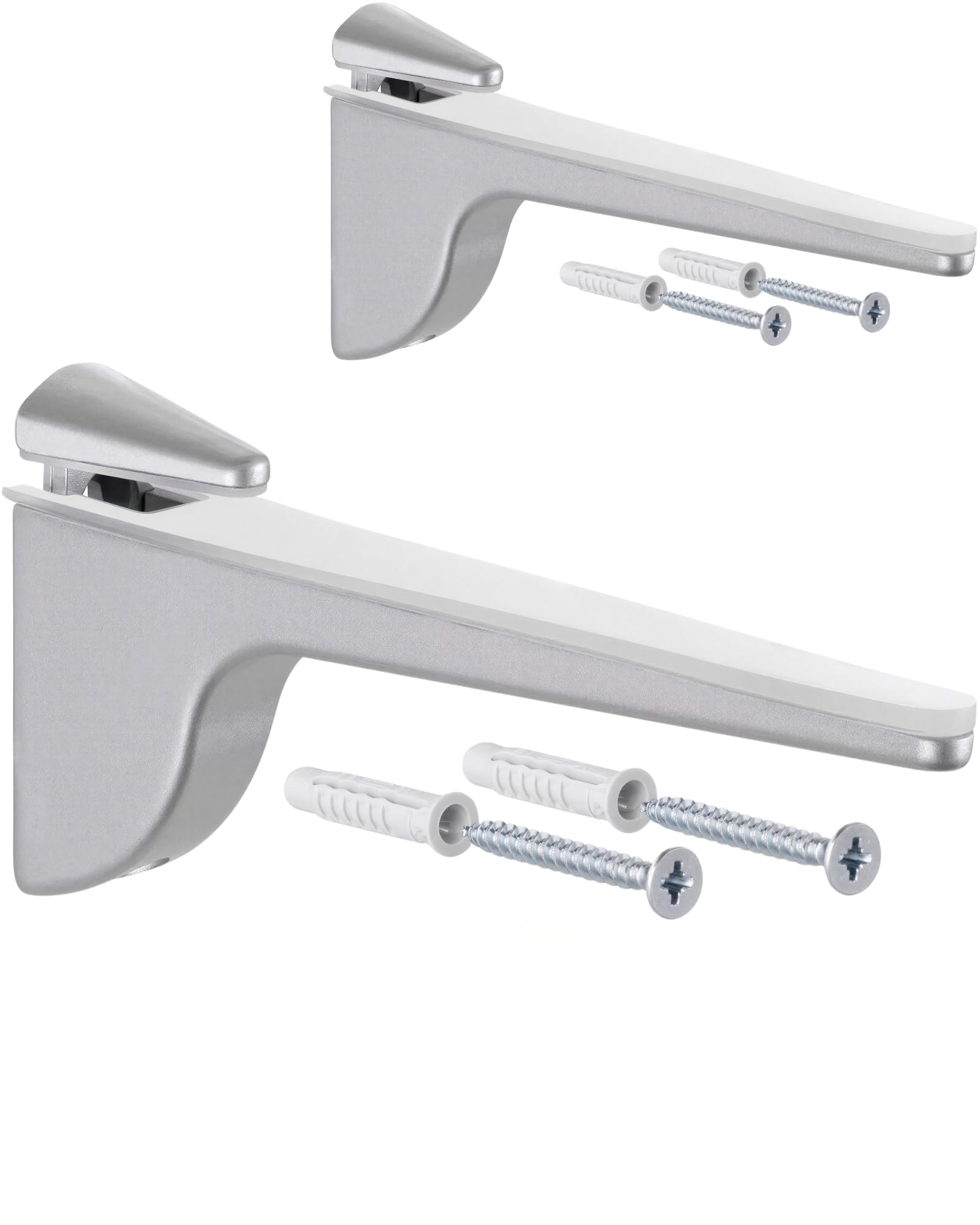 Gedotec Design Soporte de estante de vidrio - Plata mate | 2 piezas - soporte de estante de carga pesada | PINOCCHIO | estante de pared de metal | soporte de estante hasta 50 kg | soporte de estante