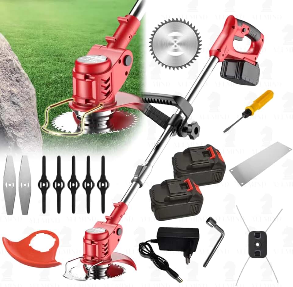 Roçadeira Aparador Cortador de Grama 48V a Bateria Portátil 1580W Bipartido Multifunção Completo Profissional com Lâminas e Acessórios, Verde