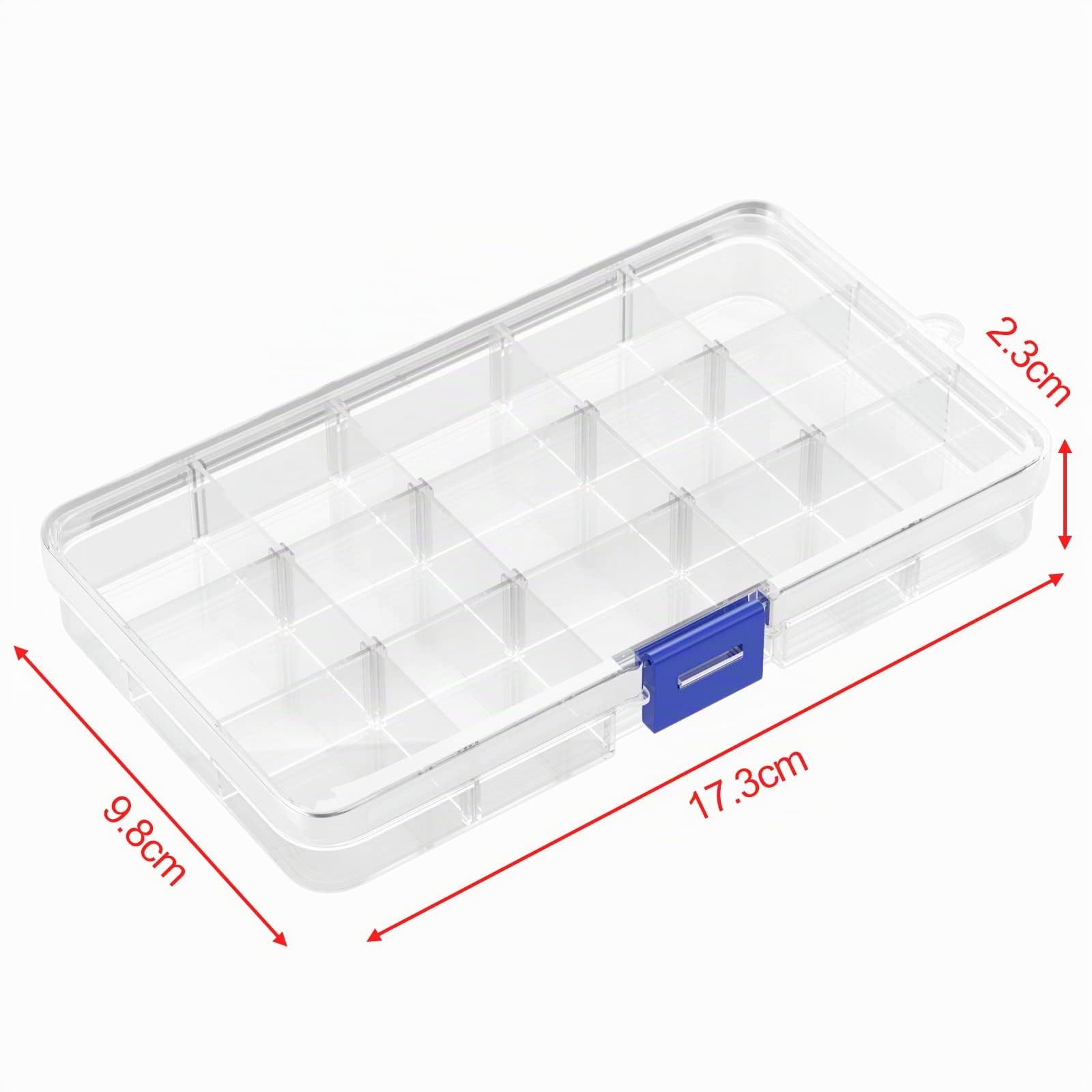 Cajas Almacenaje Plastico Transparente 15 Compartimentos Ajustables Organizadoras Tornillos
