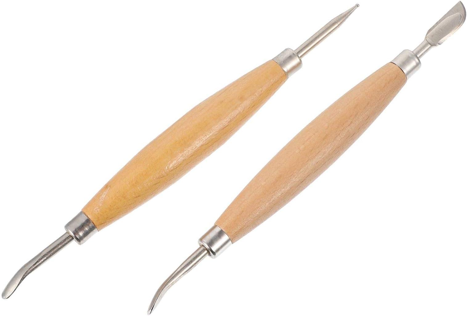 WINOMO 2pcs Ceramic Clay Tools Wooden Clay Carving Sculpting Modeling Tools Pottery Sculpting Tools Set for Beginners and Professional Art Crafts
