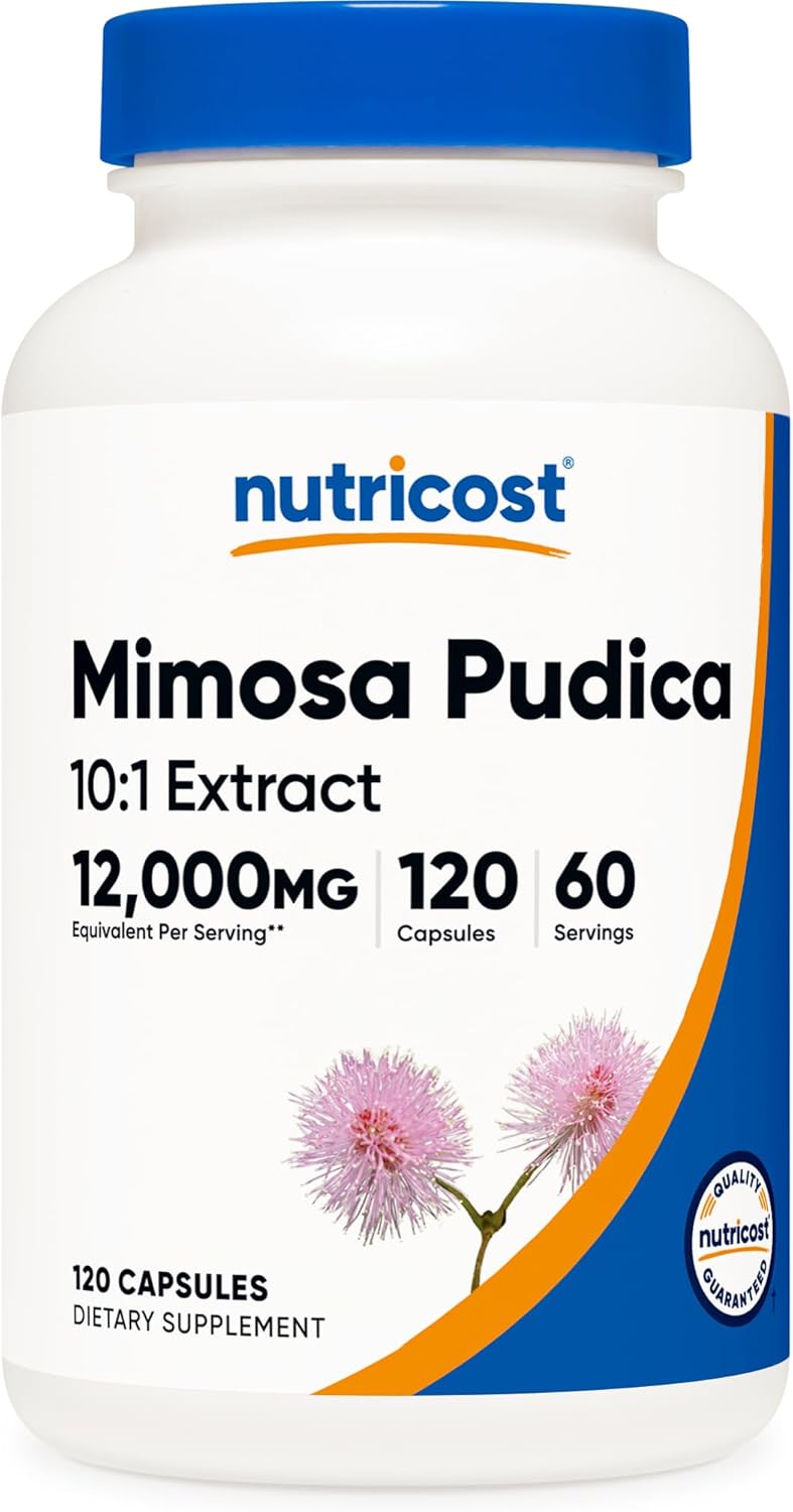 Nutricost Mimosa Pudica Seed 12,000mg Equivalent from 1,200mg of 10:1 Extract Per Serving, 120 Capsules for 60 Servings Per Bottle - Vegan, GMO Free and Gluten Free