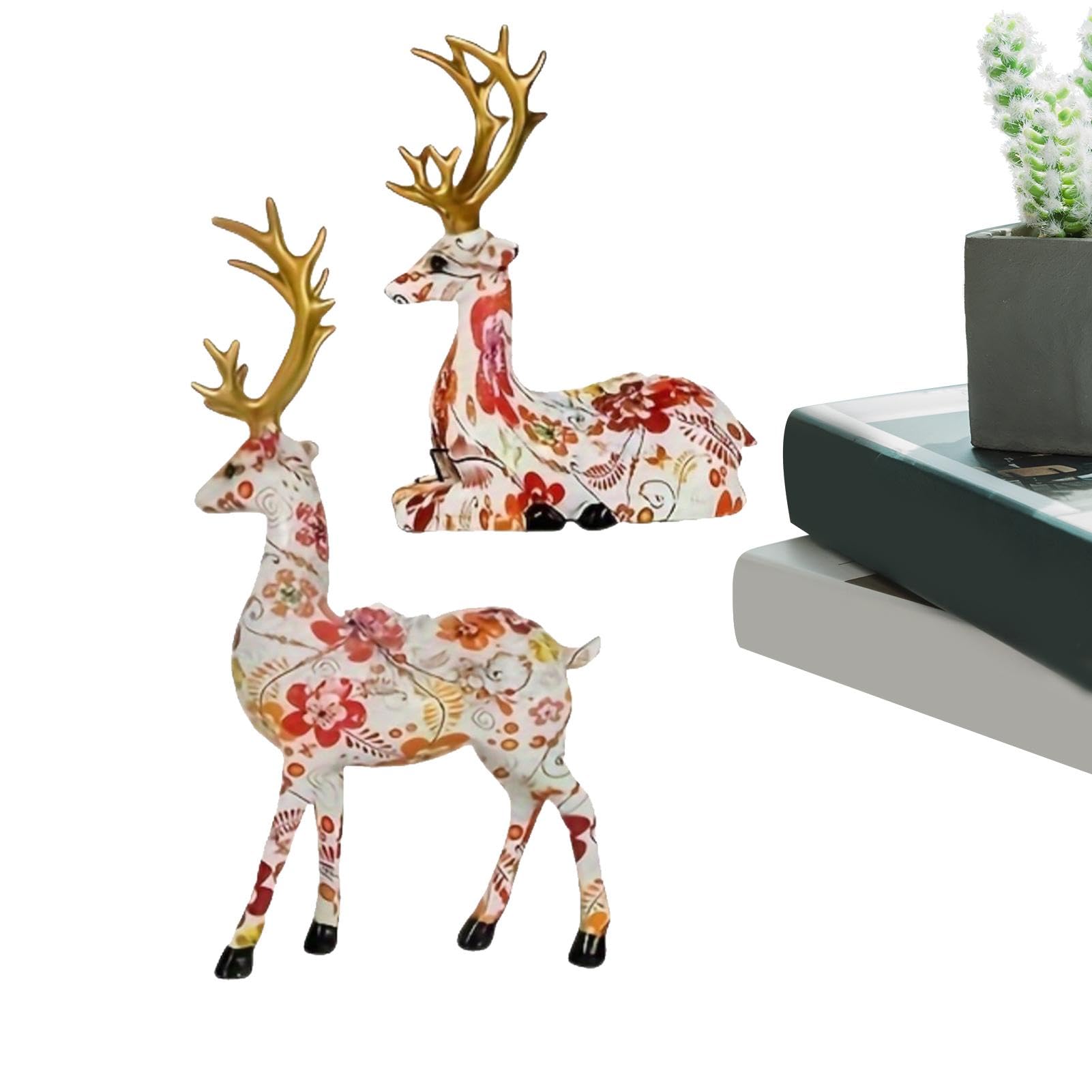 Estatua de, Juego de 2 Decoraciones de Reno de Escritorio, Manualidades de