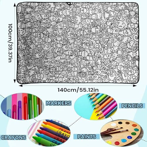 Couverture à colorier DIY lavable pour éviter les dessins sur canapé