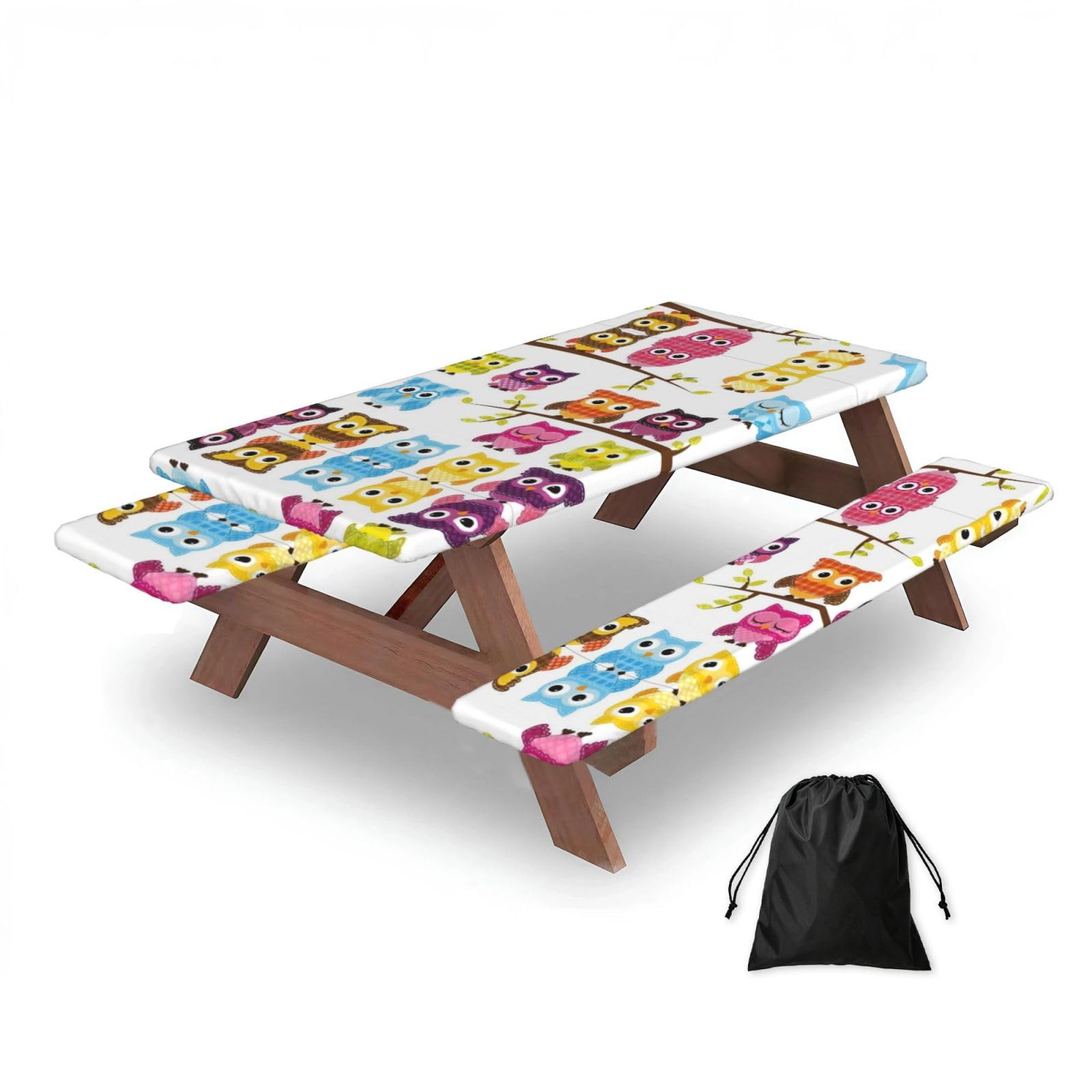 Zqytgfdc Black Owls On Tree Branches Rectangular Water-Repellent Picnic Tablecloths, Outdoor Camping, Picnic, Bbq