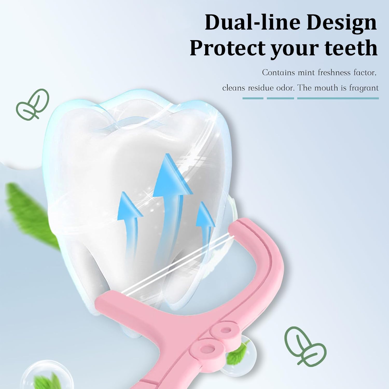 10 paquetes de doble línea de viaje de hilo dental de viaje, soporte, vienen con 100 palillos dentales BAIDENTAL de alta calidad para limpieza de dientes, sellados, portátiles, recargables, color rosa