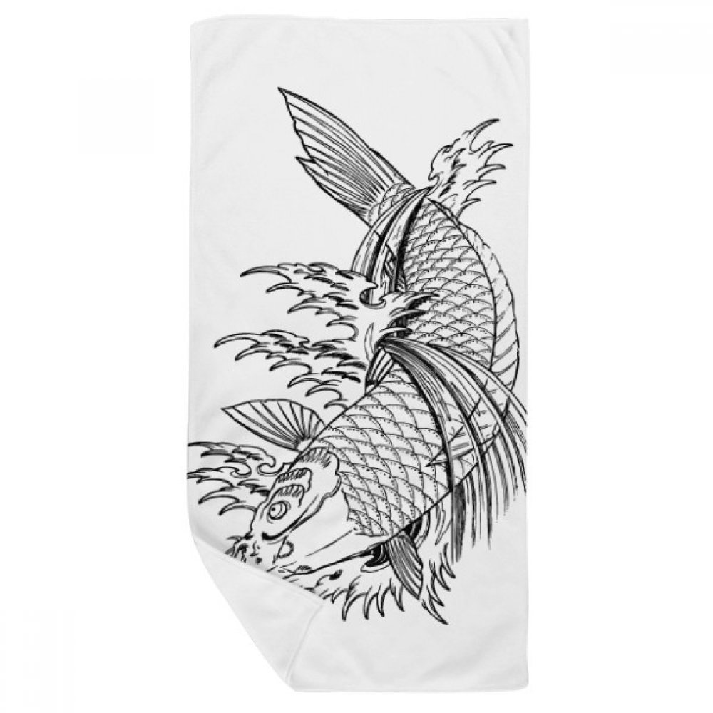 Serviette de bain absorption maximale et débarbouillette poisson 35x70cm