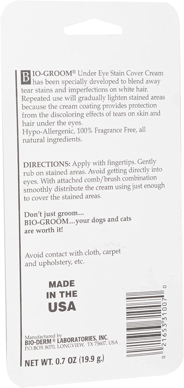 Bio-Groom Stain Free Hypo-Allergenic Under Eye Stain Cover Cream White