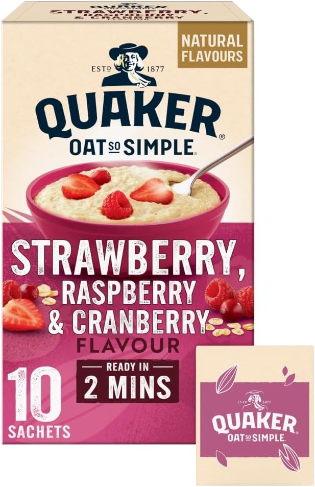 Oat So Simple Strawberry and Raspberry Porridge, 10 x sachets