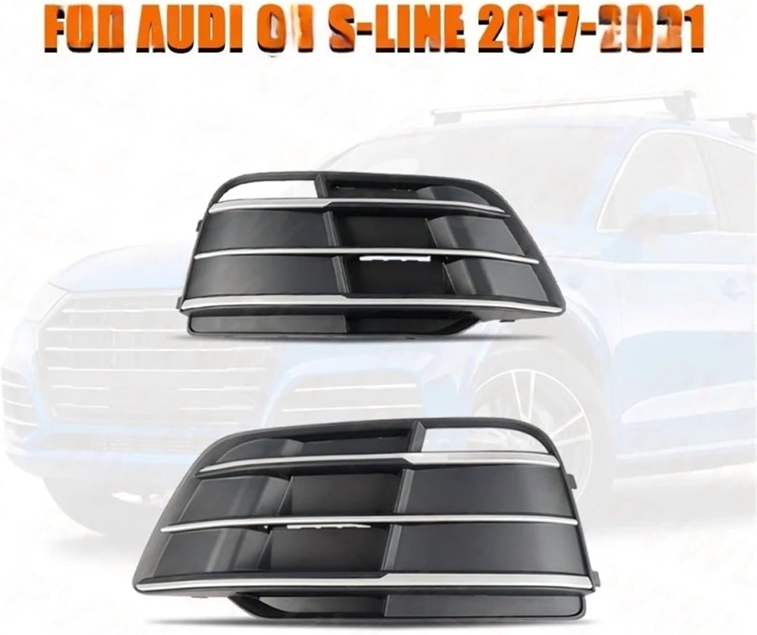 Front Bumper Fog Light Lamp Grille Cover With Base Plate For Audi Q5 2017 2018 2019 2020 2021 Car Accessories(1 left)