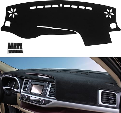 Miniatura 1 de Cubierta de tablero para Toyota Highlander 2014-2019 de franela antideslizante para tablero de automóvil, parasol antideslizante y protector solar