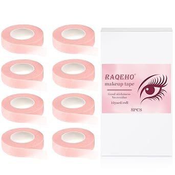 8 Lash Tape for Eyelash Extensions - 9m/10yard Adhesive Eyelash Tape, Micropore Makeup Tape for Eyeshadow & Eyeliner, Lash Extensions Supplies, Techs & Makeup Stuff Must Have, Sensitive Skin