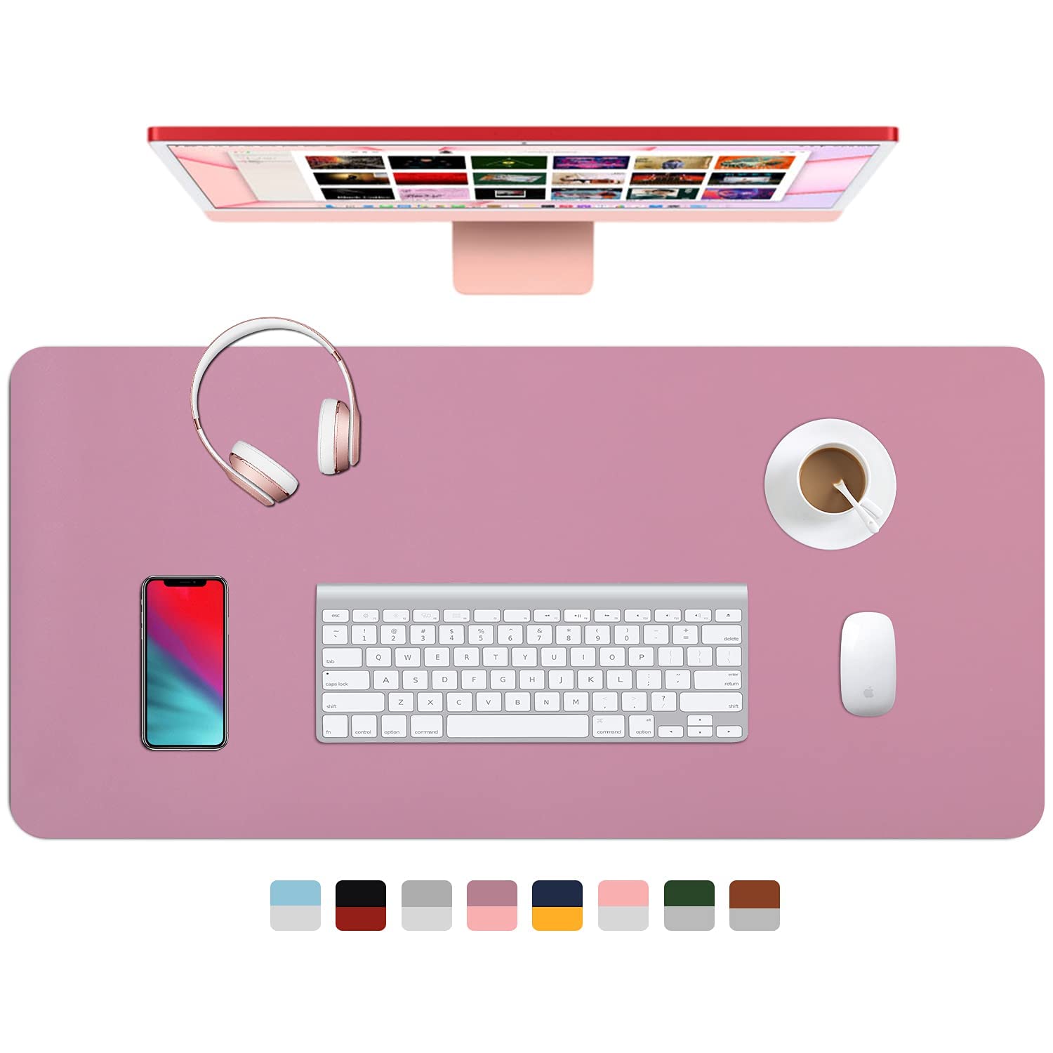 SEASPIRIT Double Side Non-Slip Desk Pad Waterproof PVC Leather Table Protector Large Mouse Pad, Easy Clean Laptop Writing Mat for Office/Home (Brown+Gray, Pack of 1) (90 * 45, Purple and Pink) (B0BHDR767J) Amazon Price History, Amazon Price Tracker