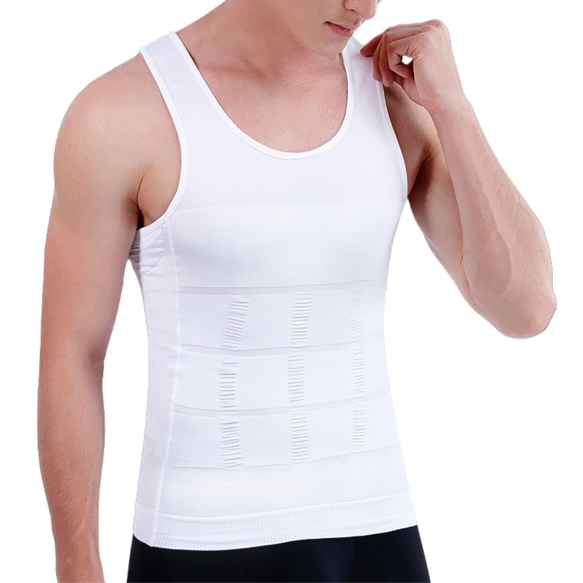 Slimming Compression Vest for Men, Sleeveless Men's Body Shaper Tank Tops, Seamless Plain Workout Undershirts Muscle Vest, Casual Compression Tops for Men Tummy Control Body Shaper Abdomen Undershirt