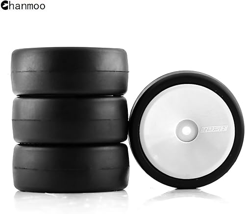 Miniatura 3 de 110 RC Rally Racing Neumáticos y ruedas de plástico duro, llantas de 0.472 in, buje hexagonal OD 2.559 in neumáticos de deriva para escala 110 RC On