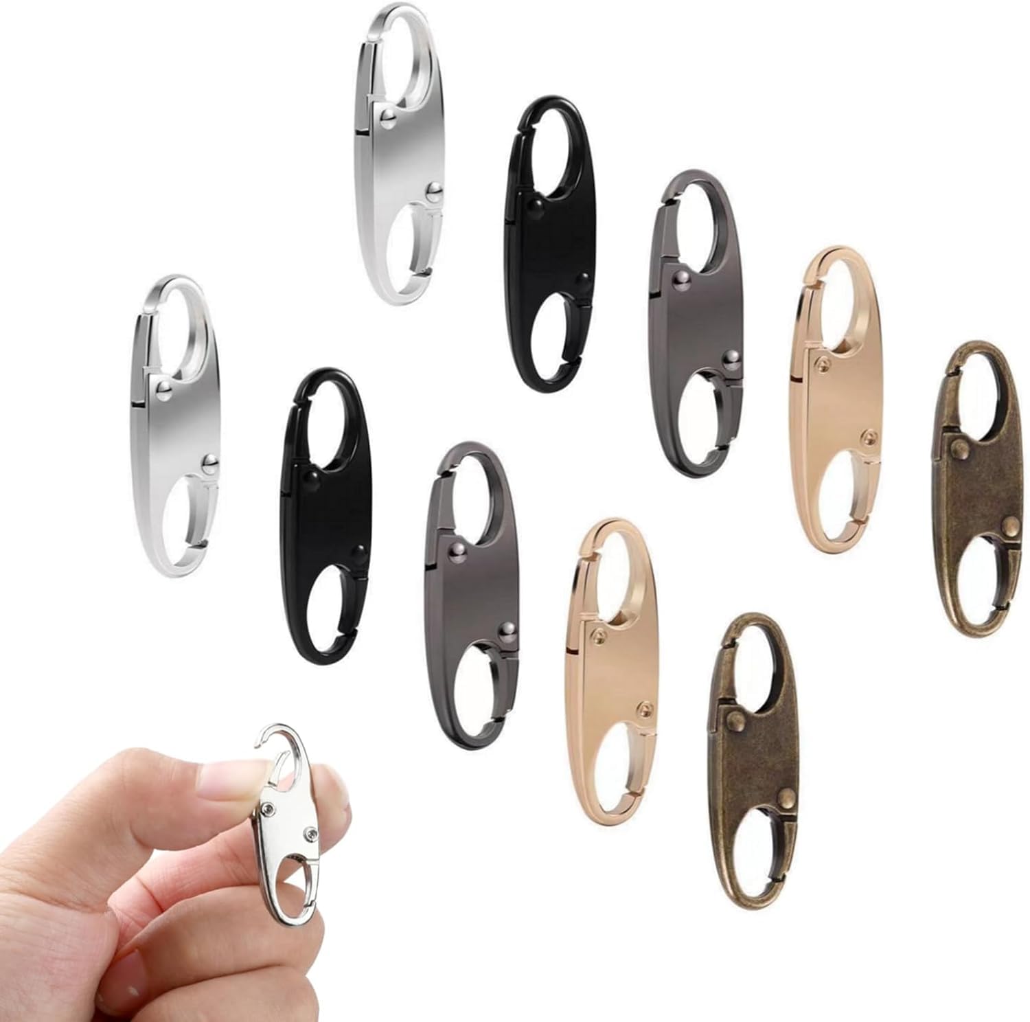 10 Pcs Multicolor Zipper Clips Anti Theft Zipper Lock Clips Coloured Carabiner Keyring Clip for Camping Fishing Traveling Outdoor Sports Accessory Carabiners