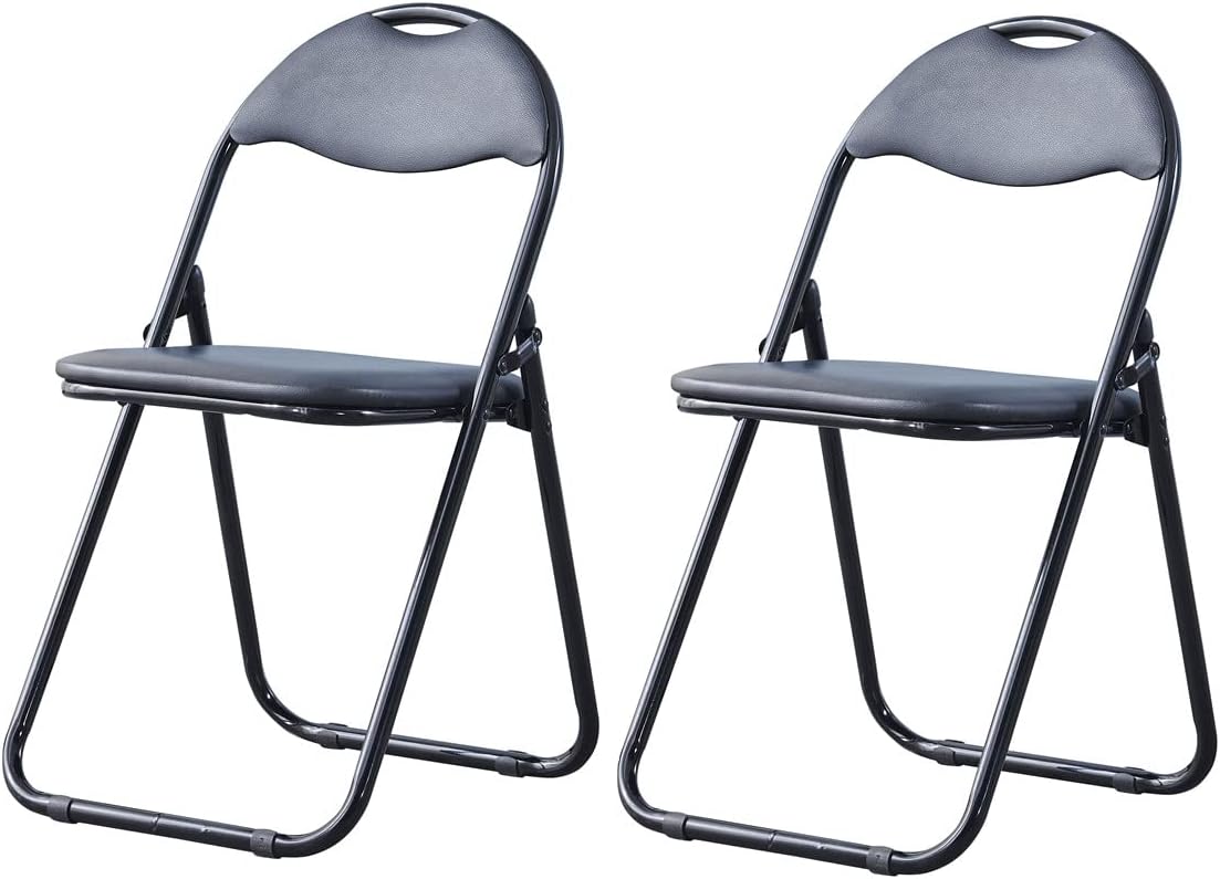 Panana 2 x Folding Chair Padded Faux Leather Chair Home Office Dining Foldable Chairs (Set of 2