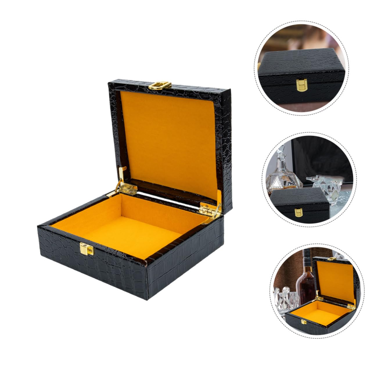 GANAZONO Porta Sigari con Coperchio Flip, Custodia Portatile in Pu Nero con Finitura Elegante e Bordo Liscio, 2pezzi
