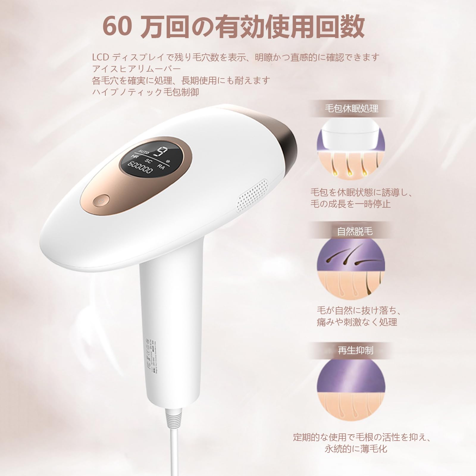 Amazon.co.jp: 脱毛器 サロン級IPL光脱毛器/低刺激でVIO対応 9段階 60