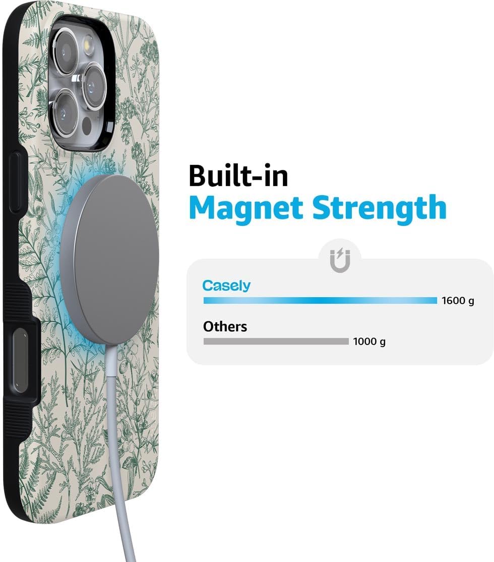 Casely iPhone 16 Pro Max Case | Sage Garden | Green Floral | Bold Protective Design | Compatible with MagSafe - Image 5