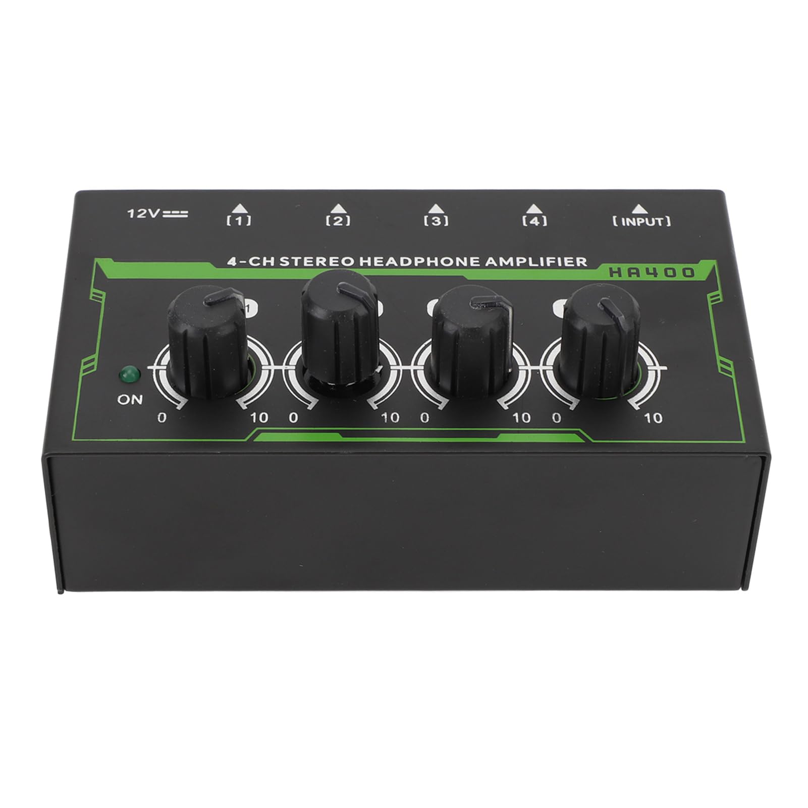 4 Channel Headphone Amplifier, Metal Stereo Audio Amplifier for 1/4in TS Connector High Power Stereo Headphone Amp Headphone Splitter for Sound Mixer (EU Plug)