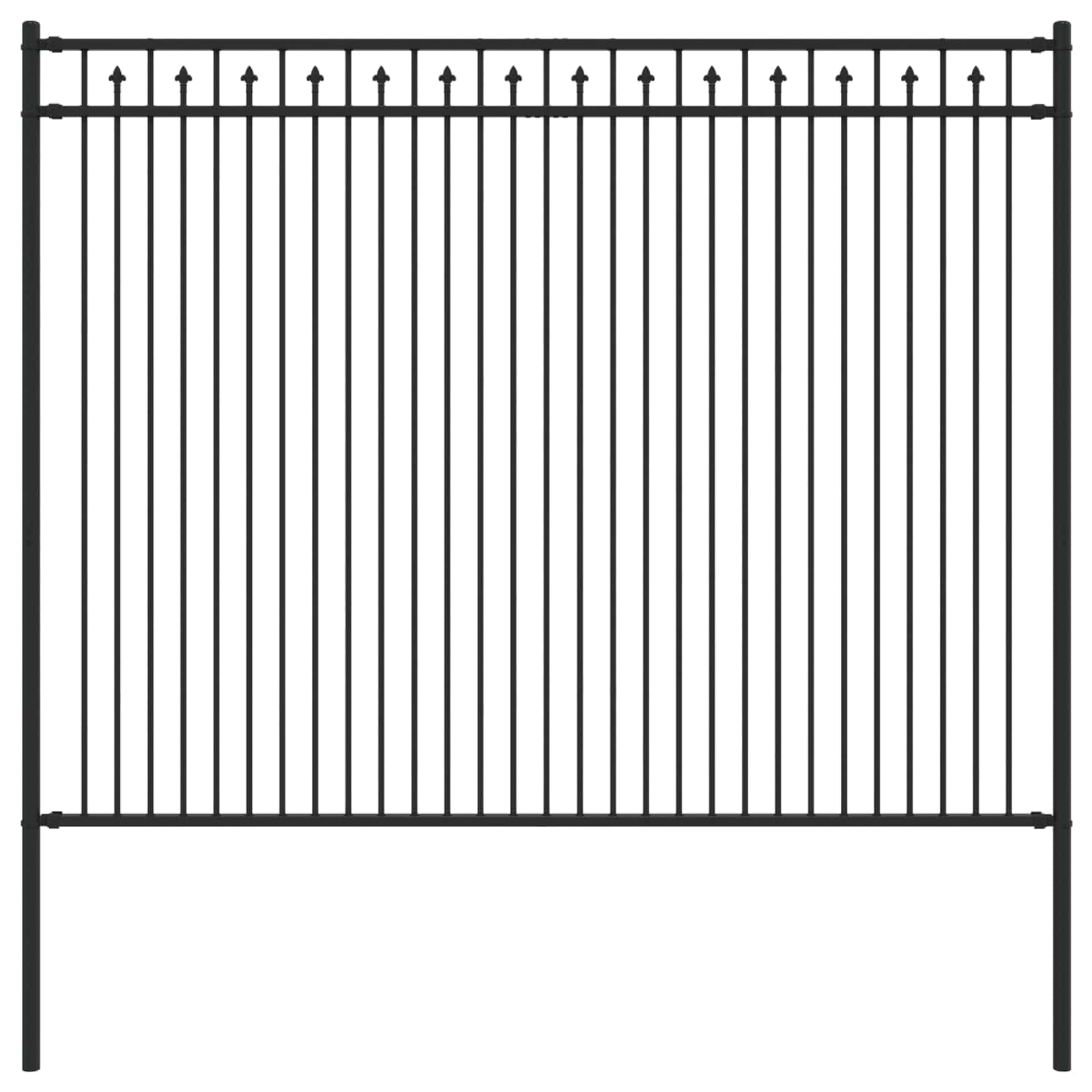 Spike Fence Baarlo Black 200x200cm Powder-Coated Steel Garden Boundary Security Barrier Outdoor Panel Decorative Spear Top Fencing for Privacy Driveway Lawn Protection 14.5kg