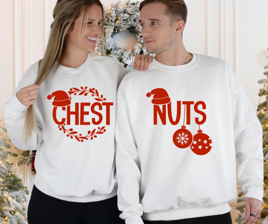 Miniatura 3 de Chest And Nuts Christmas Sweatshirts, Couples Matching Sweatshirts For Christmas Outfit, His and Her Christmas Sweatshirts, Matching Couples