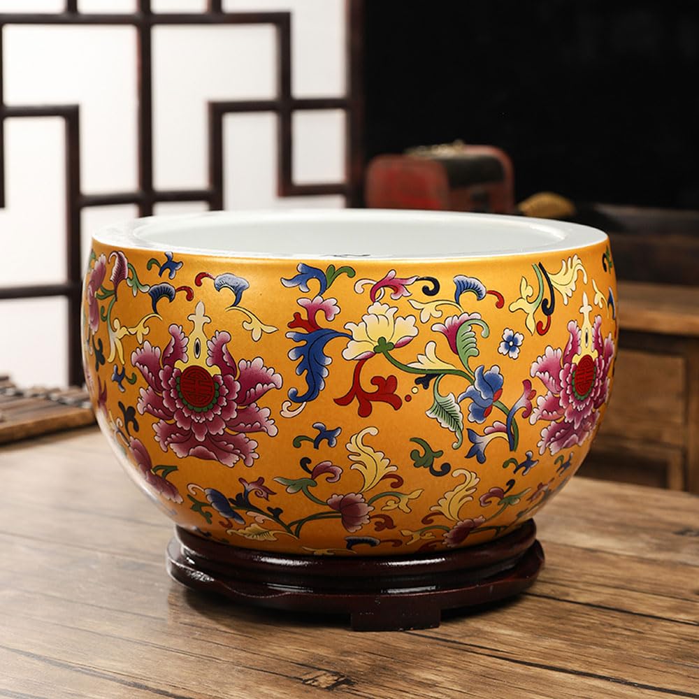 DFGHNBVC Flower Pots Succulent Platter Basin Hydroponic Plants Flowerpot Desktop Bowl Lotus Basin Chinese Pot Ceramic Daffodil Flowerpot Indoor Or Outdoor Decoration,B-19 * 12cm