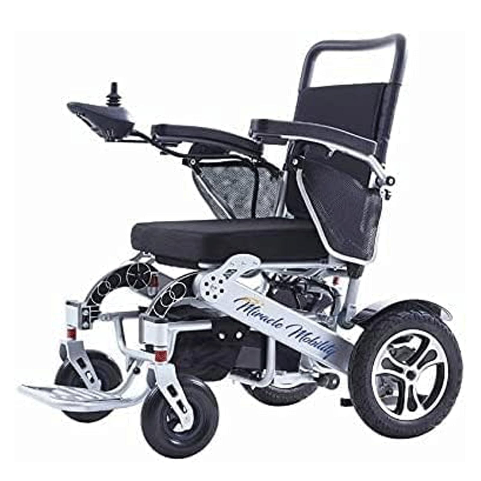 Silla de ruedas eléctrica, plegable, de aluminio, portátil, compacta, con dos potentes motores para viajes en avión
