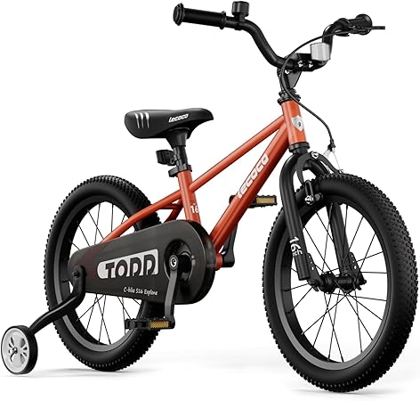 lecoco Kids Bike for Boys Girls, 14 16 18 Inch Children's Bicycle with Training Wheels Pedal Brakes Handbrake & Kickstand Training Bike for Kids and Toddler Multiple Color