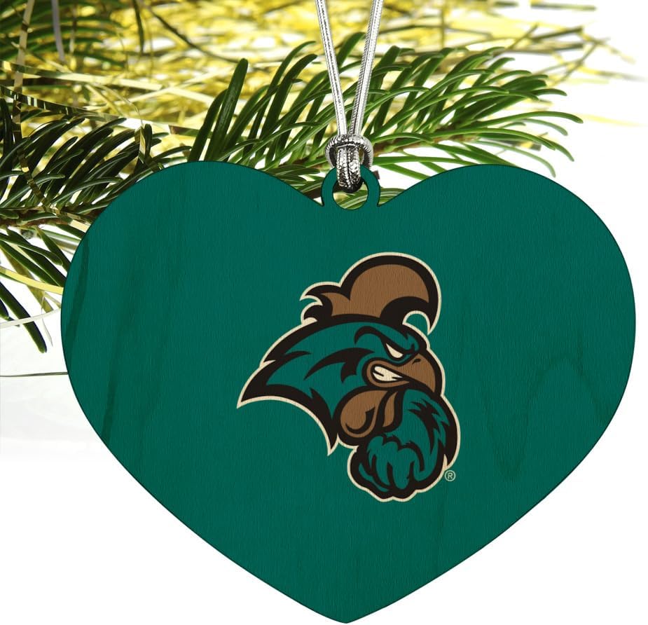 GRAPHICS & MORE Coastal Carolina University Primary Logo Heart Love Wood Christmas Tree Holiday Ornament - Image 2