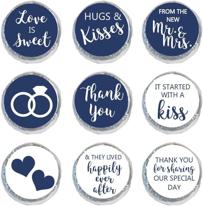 Mini Candy Stickers 0.75 Inch Wedding Favors Set of 324 (Navy)