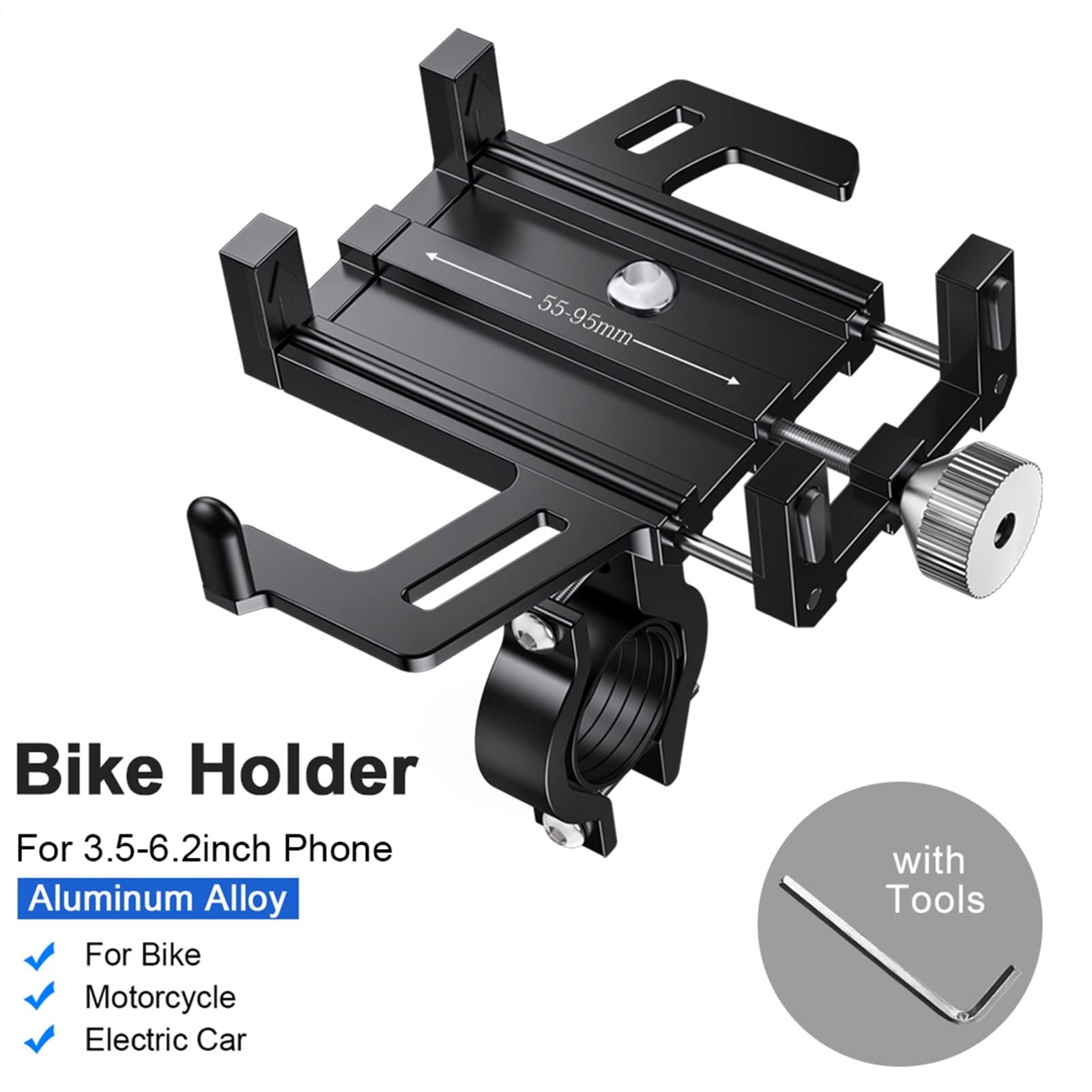 SCOOVY Porta Cellulare Antiurto Supporto per Telefono per Bici da Moto Rotazione A 360 ° Supporto per Smartphone Regolabile Staffa di Navigazione GPS