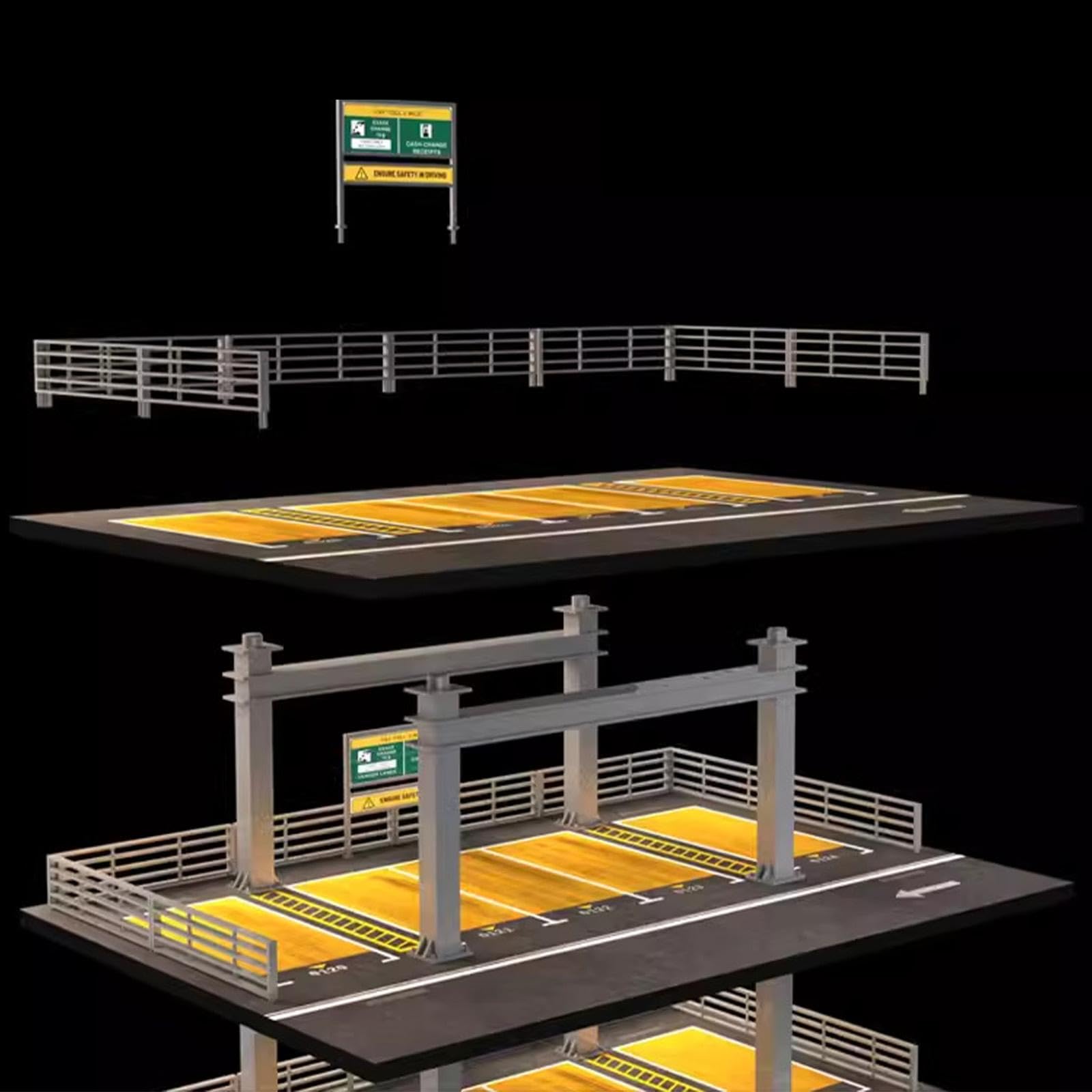 Ausstellungsstück für Modellautos Im Maßstab 1:64 mit Parkplatzszene für Sammler, Amerikanischer 4-Schicht