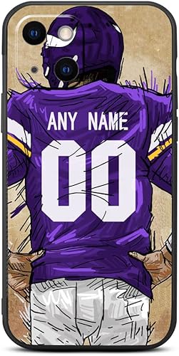 IKPYTREE Funda negra con nombre y número de camiseta de fútbol para iPhone 15, 14, 13, 12, 11 Xs Max XR 8 7 6 Plus 11 Pro Mini, con funda protectora