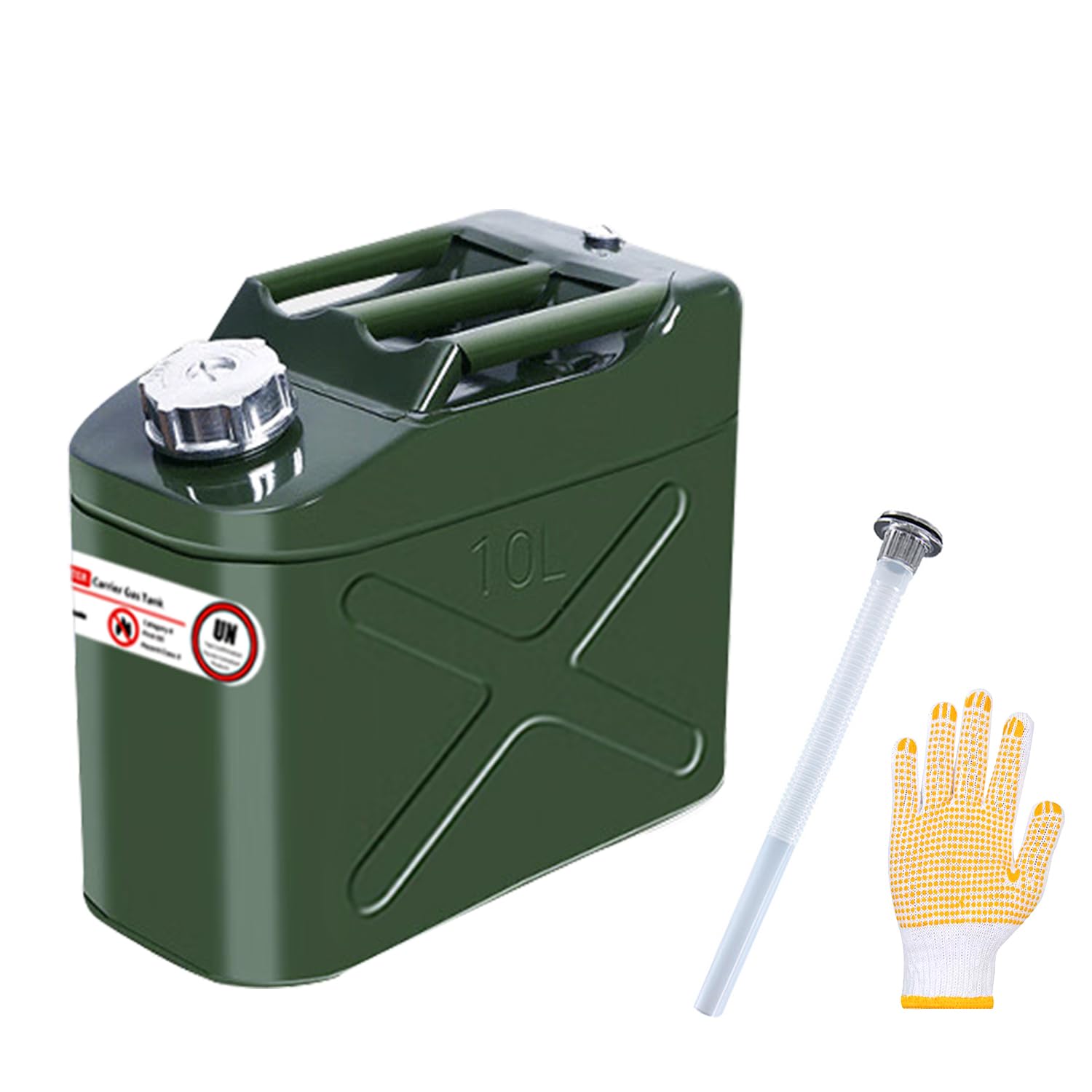 Zemoeng 10L Metal Jerry Can Petrol Can with Flexible Spout for Diesel, Petrol - UN Approved Fuel Can