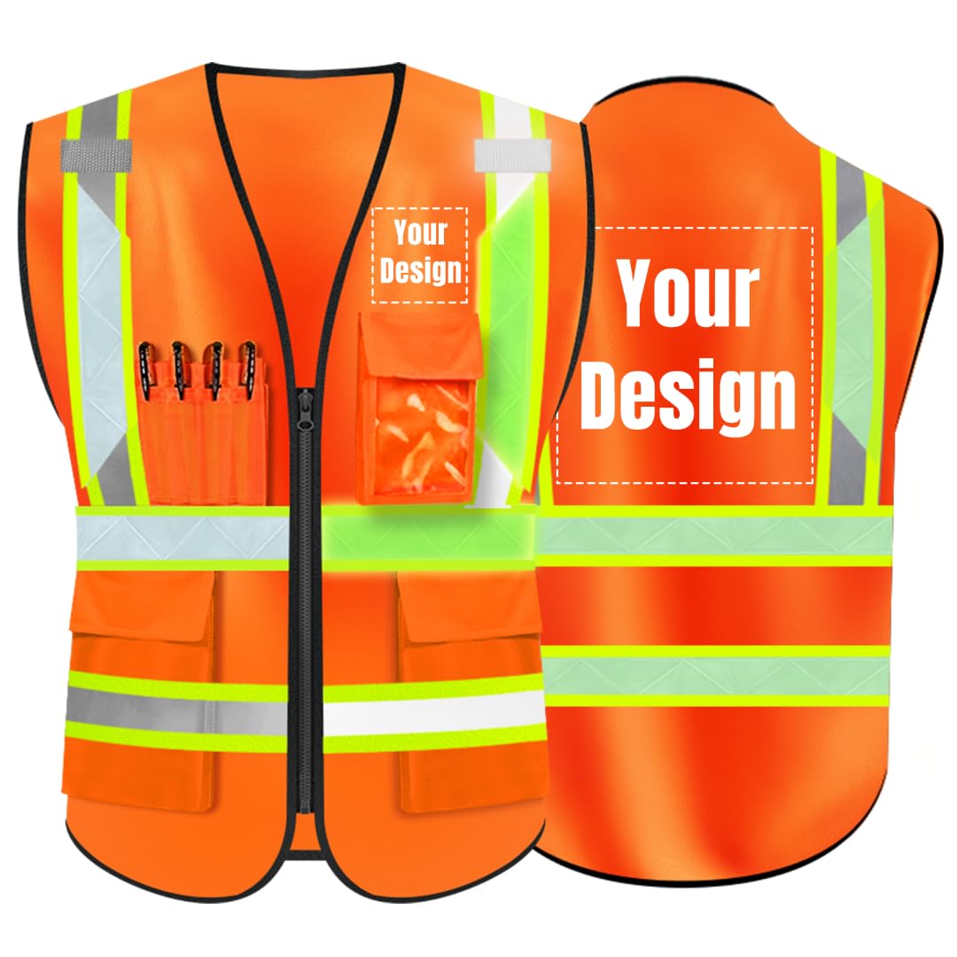 YOWESHOP High Visibility Reflective Safety Vest Customize Logo Hi-vis Security Work Vest