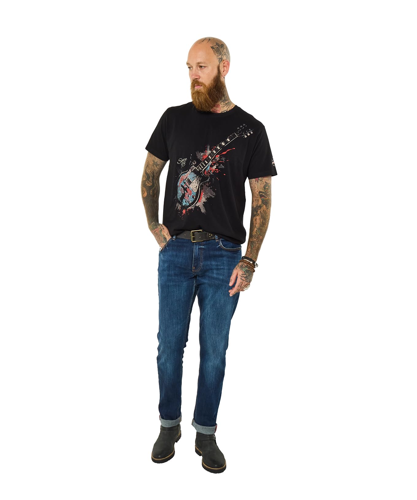 Joe Browns Mens Music Inspired Bold Crew Neck T-Shirt Regular Black UK S