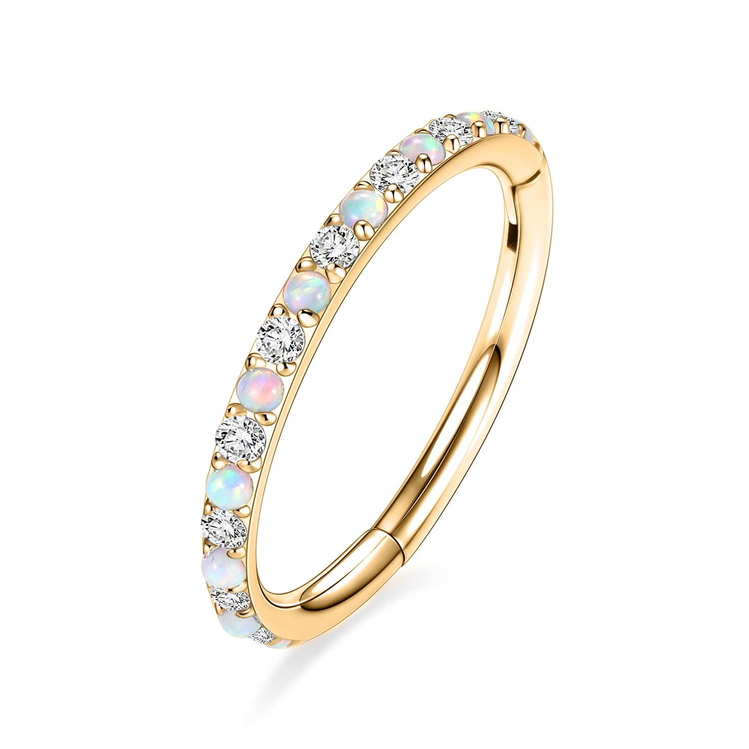 AROWRO Cartilage Earrings for Women Men Nose Rings Hoops Conch Piercing Jewelry Helix Hoop Daith Rook Tragus Surgical Steel with Opal Cubic zirconia