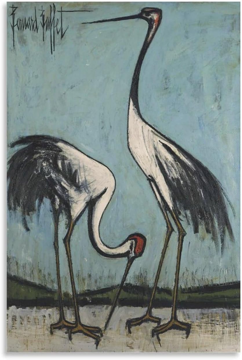 ZZYGGN GMGSW Two Birds by Bernard Buffet Poster and Prints Vintage Wall Art Picture Bernard Buffet Canvas Painting for Office Home Decor 40x60cmx1 Frameless