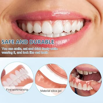 Cosmetic Veneer False Teeth for Men Women, Temporary Prosthesis Instant Smile Silicone Dental Prostheses, Bottom False Teeth Cover for Protecting Teeth Regaining Smile