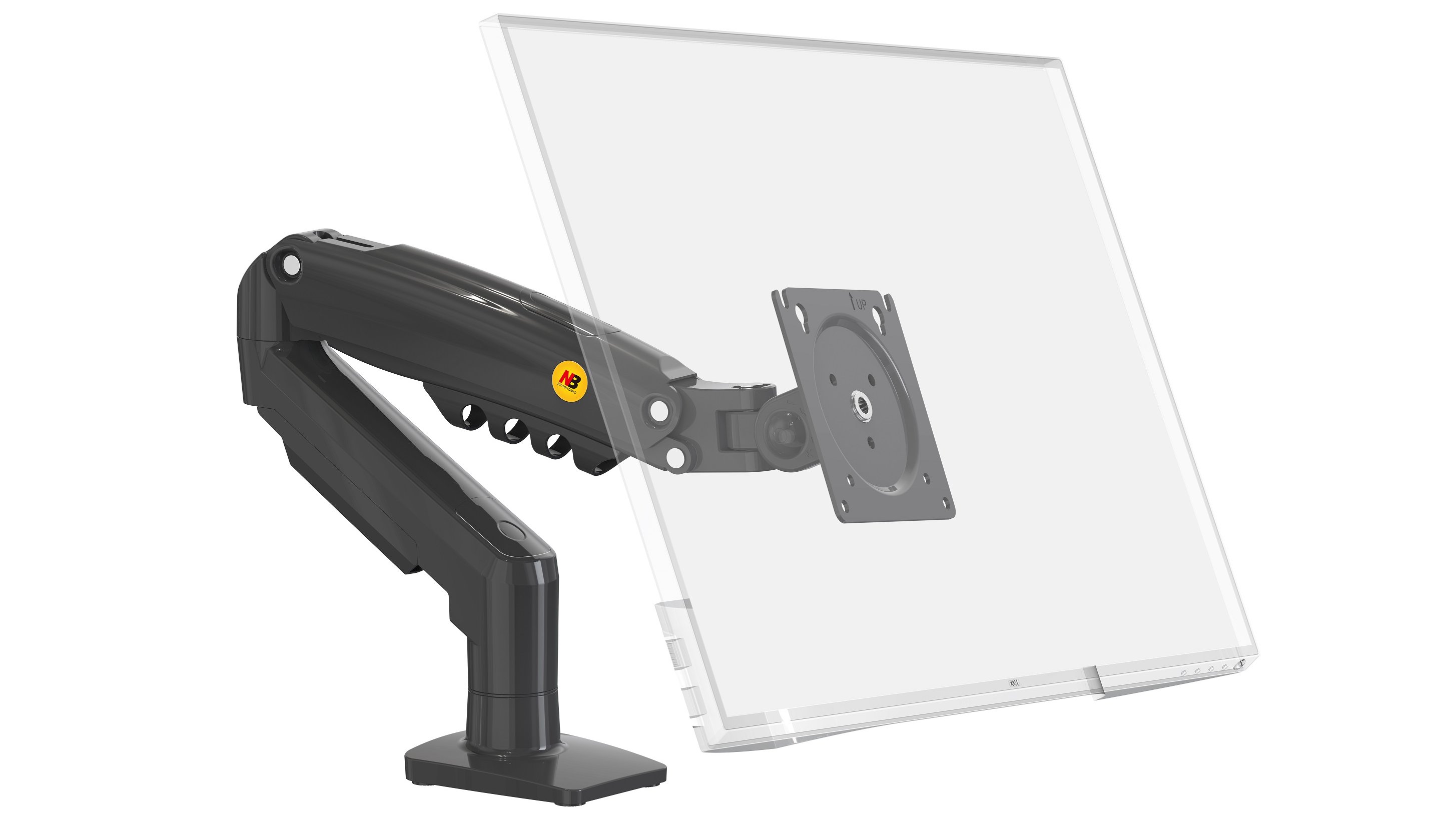 NB North Bayou Dubbel Monitorbevestiging, Full-motion Draaibare Monitorarm met Gasveer voor 17-27 inch Computerscherm, Belasting 2-9 kg VESA 75/100 mm F160-W NB North Bayou Dubbel Monitorbevestiging, Full-motion Draaibare Monitorarm met Gasveer voor 17-27 inch Computerscherm, Belasting 2-9 kg VESA 75/100 mm F160-W
