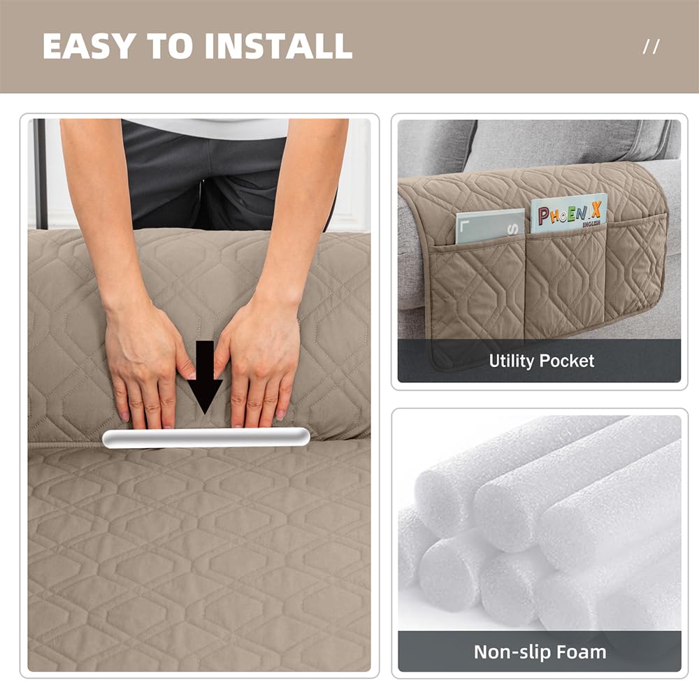 Hggzeg Sofa Cover 3 Seater, Waterproof and Non-Slip Sofa Protectors Slipcover with Side Pocket - Image 4